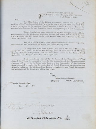 Orders Issued by the Board of Customs, Treasury and Queen, 1846-1848.