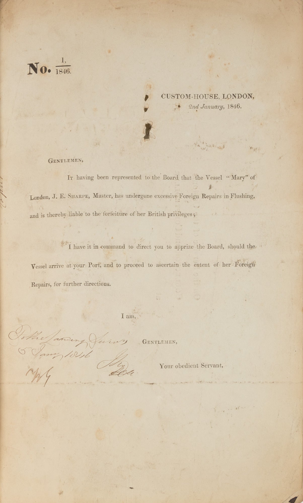 Customs Ruling 1834 Orders Issued by the Board of Customs, Treasury and Queen, 1846-1848 ...