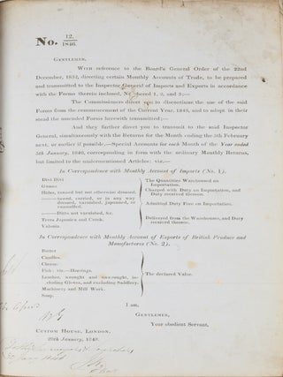 Orders Issued by the Board of Customs, Treasury and Queen, 1846-1848.
