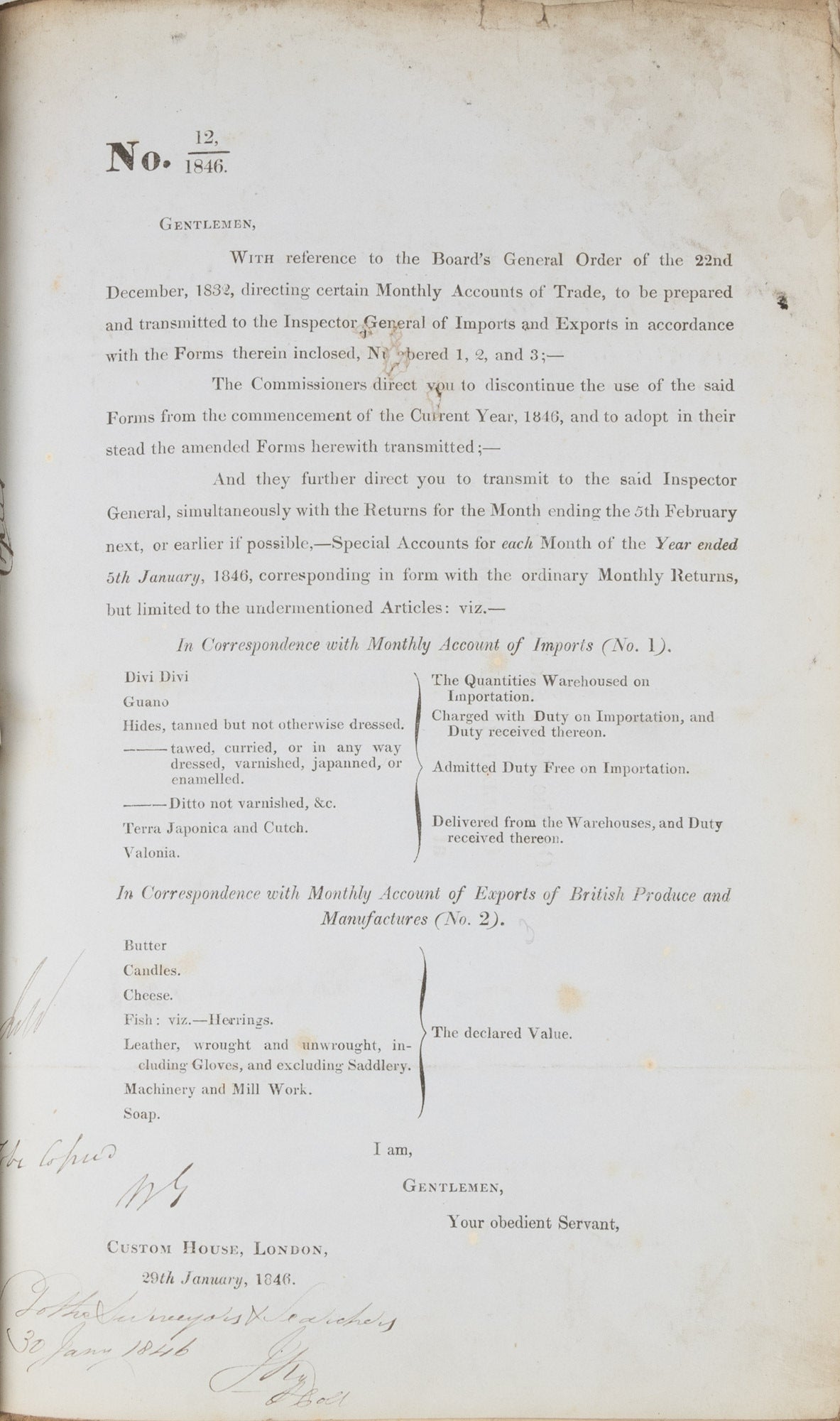 Customs Ruling 1834 Orders Issued by the Board of Customs, Treasury and Queen, 1846-1848 ...