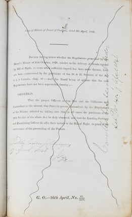 Orders Issued by the Board of Customs, Treasury and Queen, 1846-1848.