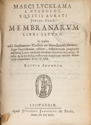 Membranarum Libri Septem, In Quibus ad Constitutiones Codicis...