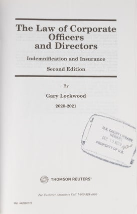 Law of Corporate Officers and Directors. Indemnification & Insurance
