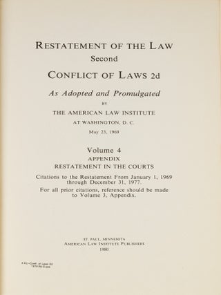 Restatement of the Law 2d. Conflict of Laws 2d Vol. 4 Appendix