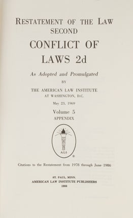 Restatement of the Law 2d. Conflict of Laws 2d Vol. 5 Appendix
