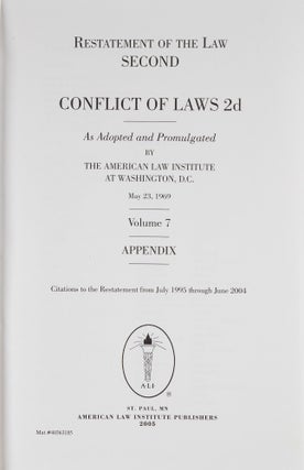 Restatement of the Law 2d. Conflict of Laws 2d Vol. 7 Appendix