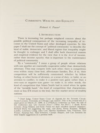 Community, Wealth, And Equality.
