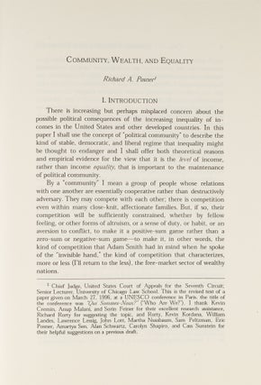 Community, Wealth, And Equality.