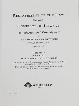 Restatement of the Law 2d. Conflict of Laws 2d Vol. 4 Appendix