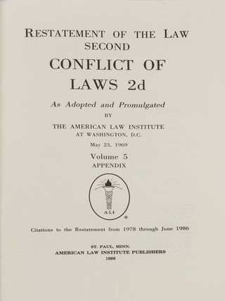 Restatement of the Law 2d. Conflict of Laws 2d Vol. 5 Appendix