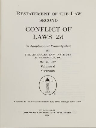 Restatement of the Law 2d. Conflict of Laws 2d Vol. 6 Appendix