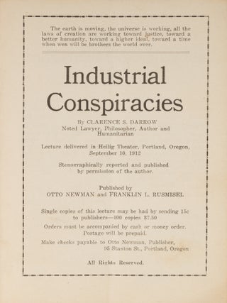Industrial Conspiracies: Lecture Delivered in Heilig Theatre, 1912.