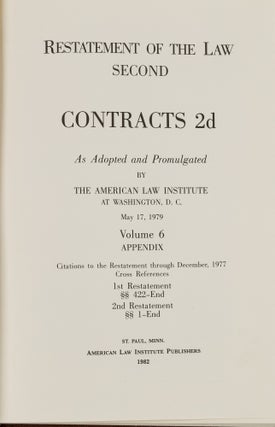 Restatement of the Law Second. Contracts 2d. Volume 6. Appendix