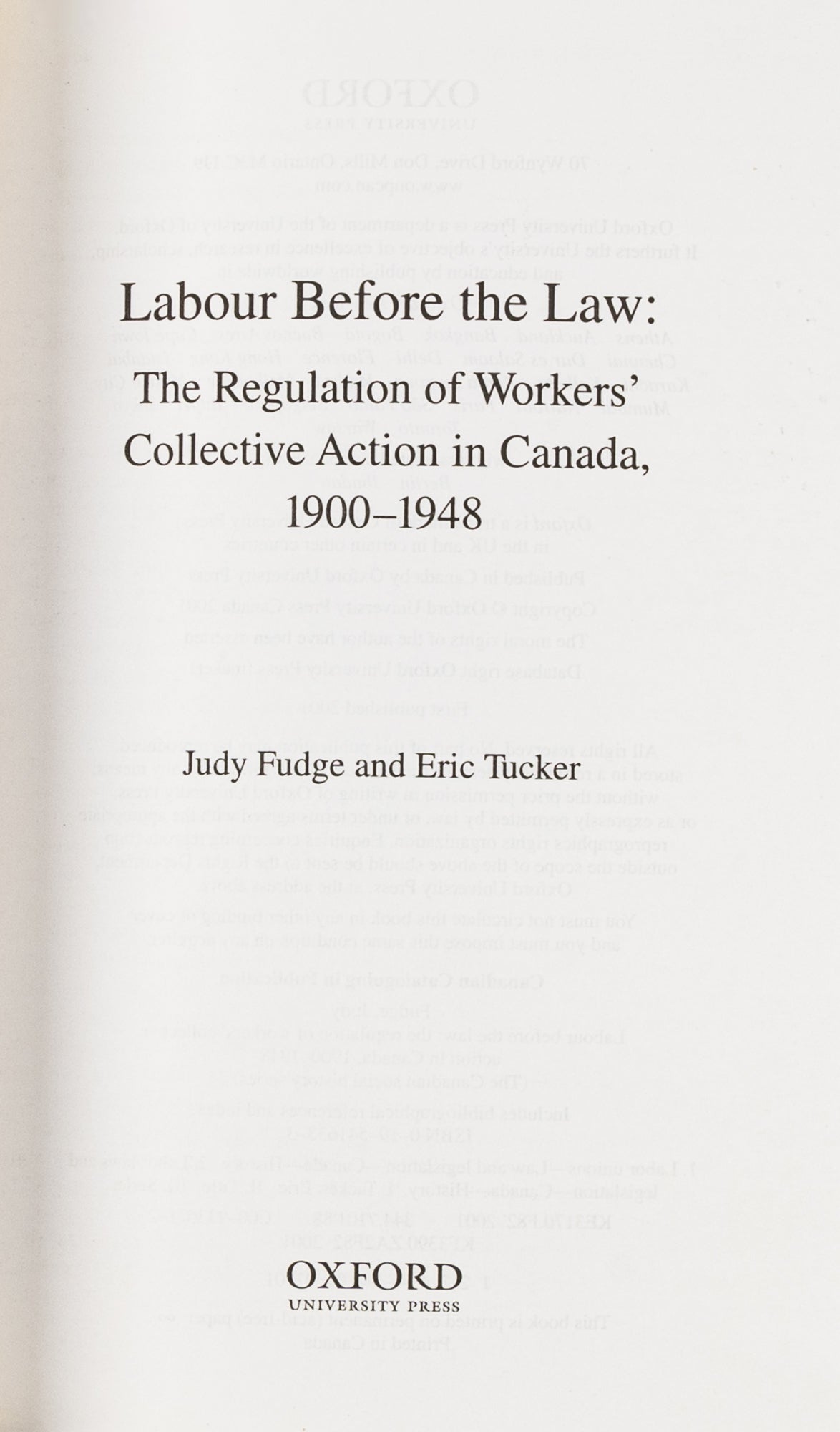 Labour Before the Law: The Regulation of Workers' Collective.. | Judy ...
