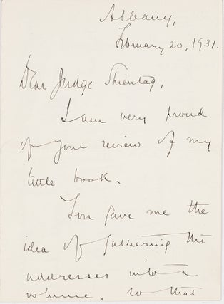 Law and Literature [with] Autograph Letter, Signed, February 20, 1931.