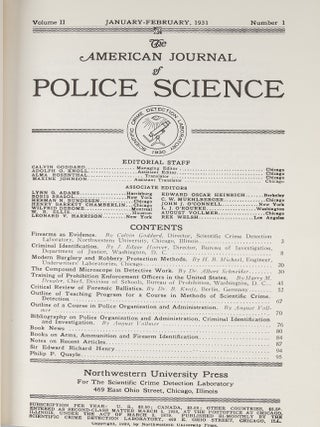 American Journal of Police Science. Vols. 1-3 (1930-1932)