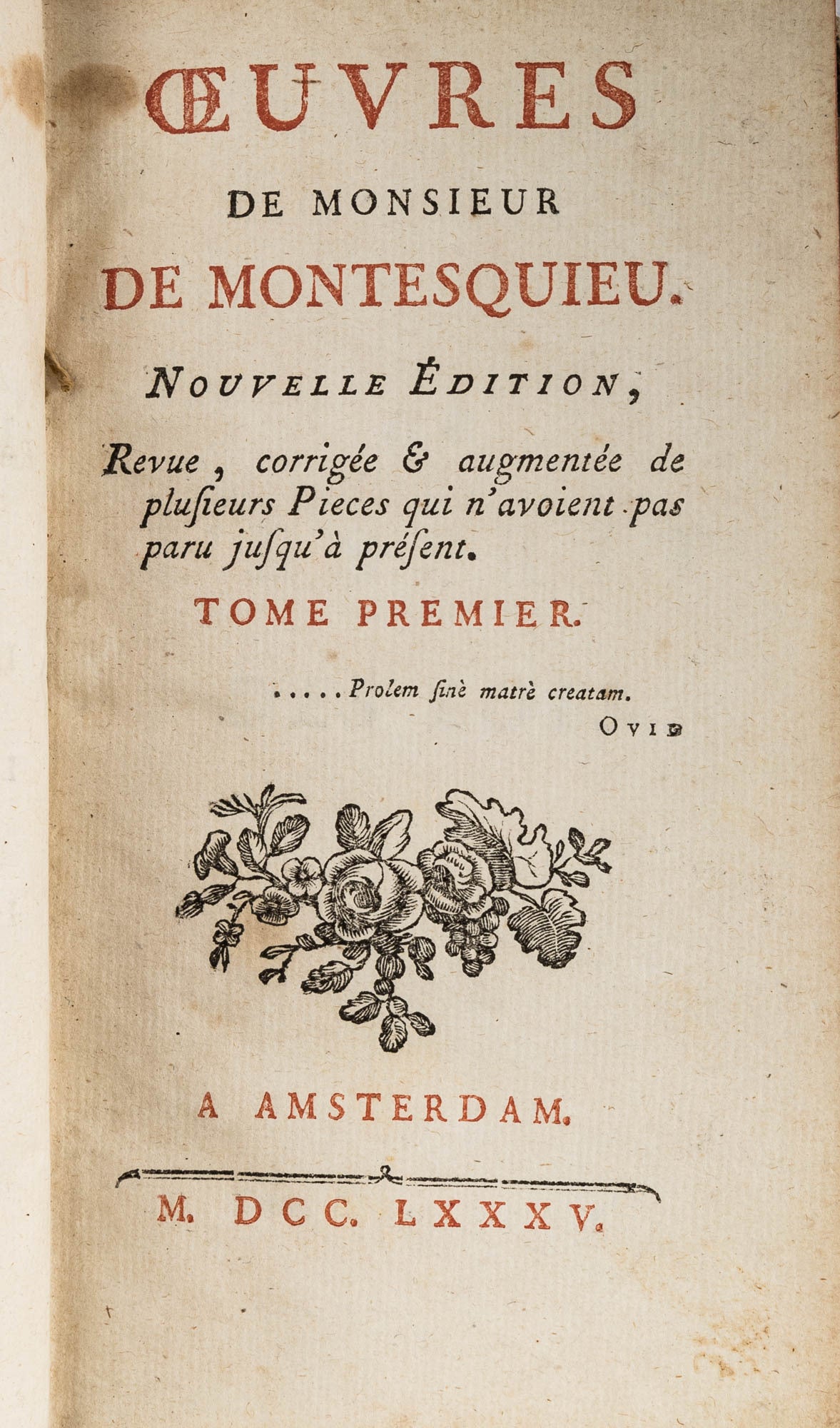 Oeuvres de Monsieur de Montesquieu. Amsterdam, 1785. 7 volumes