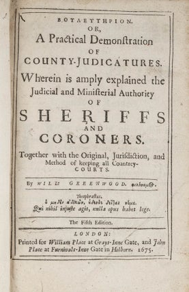 Item #78674 BOULEUTERION, Or, A Practical Demonstration of County-Judicatures. William Greenwood