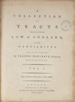 Item #78730 A Collection of Tracts Relative to the Law of England, From. Francis Hargrave