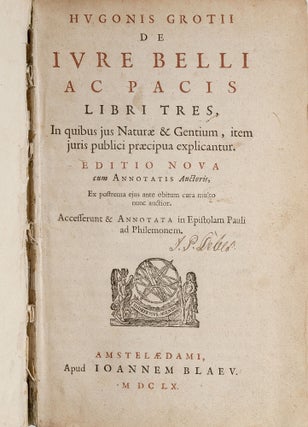 Item #78743 De Iure [Jure] Belli ac Pacis Libri Tres, In Quibus Jus Naturae. Hugo Grotius