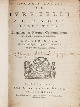 Item #78752 De Iure Belli ac Pacis Libri Tres... Amsterdam: Blaeu, 1632. Hugo Grotius