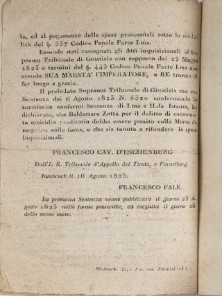 Estratto Degli Inquisizionali Contro Baldassare Zotto Detta Morte...