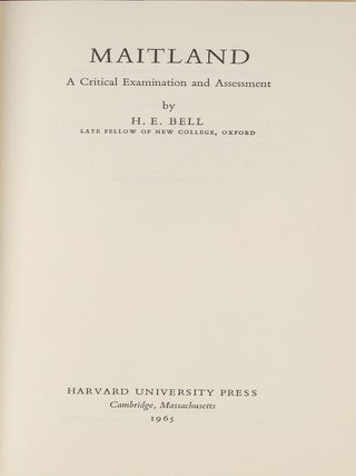 Maitland: a Critical Examination and Assessment. Soiled dust jacket.