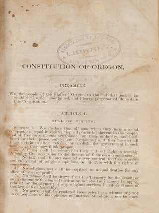 The Constitution; Together with the Session Laws of Oregon, 1860.