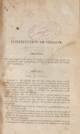 The Constitution; Together with the Session Laws of Oregon, 1860.