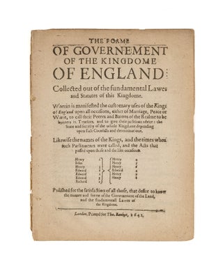 Item #79155 The Forme of Governement of the Kingdome of England: Collected. Sir Robert Cotton