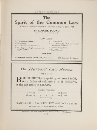 Harvard Law Review. 41 Misc. Paper Issues Vols 35 to 62 (1921-1949)