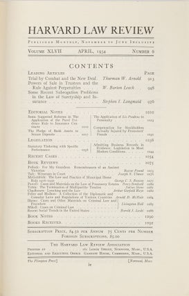 Harvard Law Review. 41 Misc. Paper Issues Vols 35 to 62 (1921-1949)