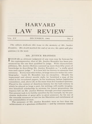 Harvard Law Review. 41 Misc. Paper Issues Vols 35 to 62 (1921-1949)