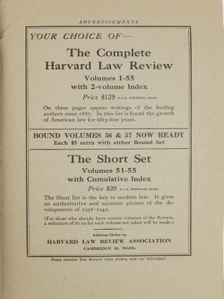 Harvard Law Review. 41 Misc. Paper Issues Vols 35 to 62 (1921-1949)
