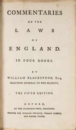 Item #79333 Commentaries on the Laws of England. In Four Books, 5th ed. Eller 7. Sir William...