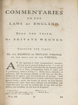 Commentaries on the Laws of England. In Four Books, 5th ed. Eller 7...