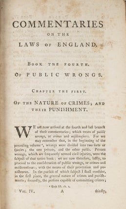 Commentaries on the Laws of England. In Four Books, 5th ed. Eller 7...