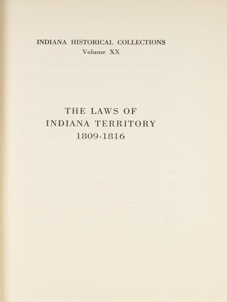 The Laws of Indiana Territory, 1809-1816.
