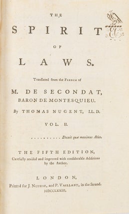 The Spirit of Laws, Translated from the French of M de Secondat...