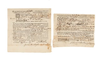 Item #79399 Two Part-Printed Orders for Sheriffs, New London, CT, 1749 and 1755. Connecticut, New...