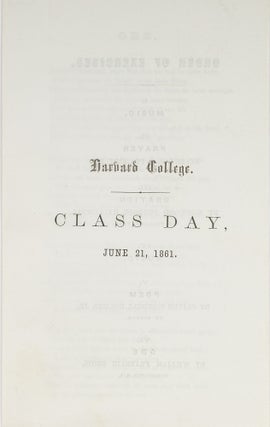Item #79401 Harvard College Class Day, June 21, 1861. Harvard College