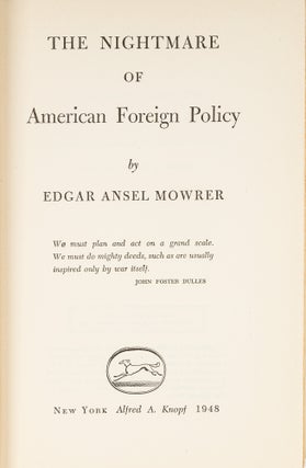 The Nightmare of American Foreign Policy, Inscribed by Robert Jackson.