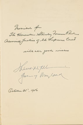 Washington Bowed. Inscribed to US Sup Ct Justice Stanley Forman Reed