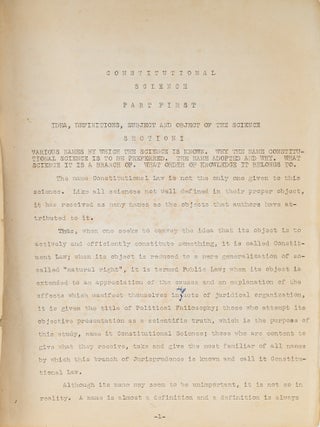 Corrected Typescript of Constitutional Science: Being the English...
