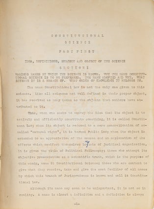Corrected Typescript of Constitutional Science: Being the English...