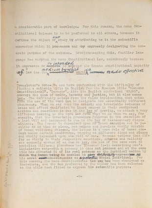 Corrected Typescript of Constitutional Science: Being the English...