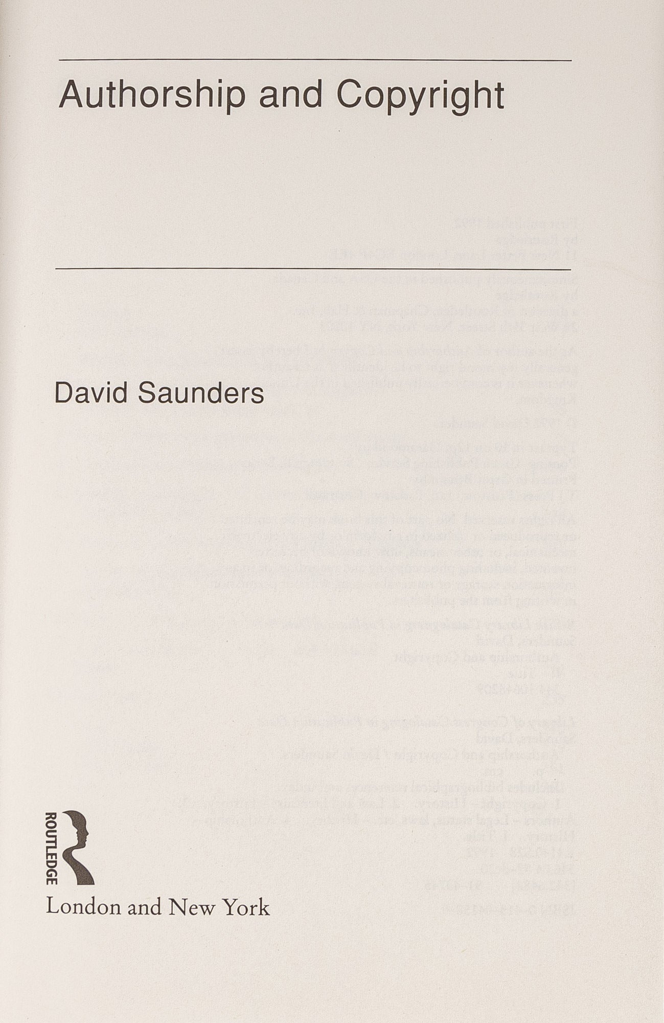 Authorship and Copyright | David Saunders