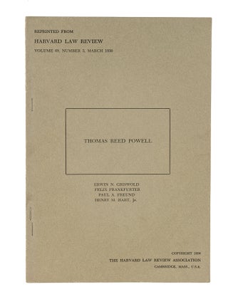 Item #79637 Thomas Reed Powell, Reprinted from the Harvard Law Review, Volume 60. Thomas Reed Powell