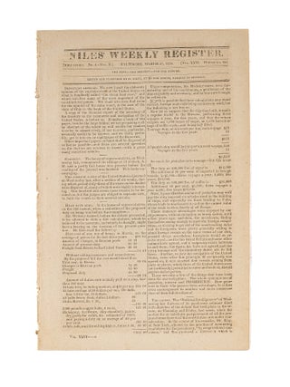 Item #79698 Coverage of Gibbons v Ogden in Niles' Weekly Register, March 27, 1824. United States...