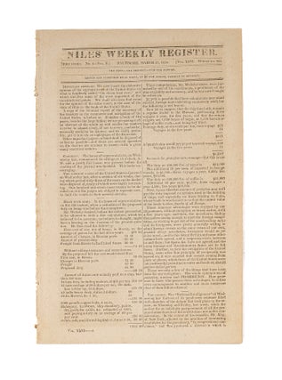 Item #79698 Coverage of Gibbons v Ogden in Niles' Weekly Register, March 27, 1824. United States...